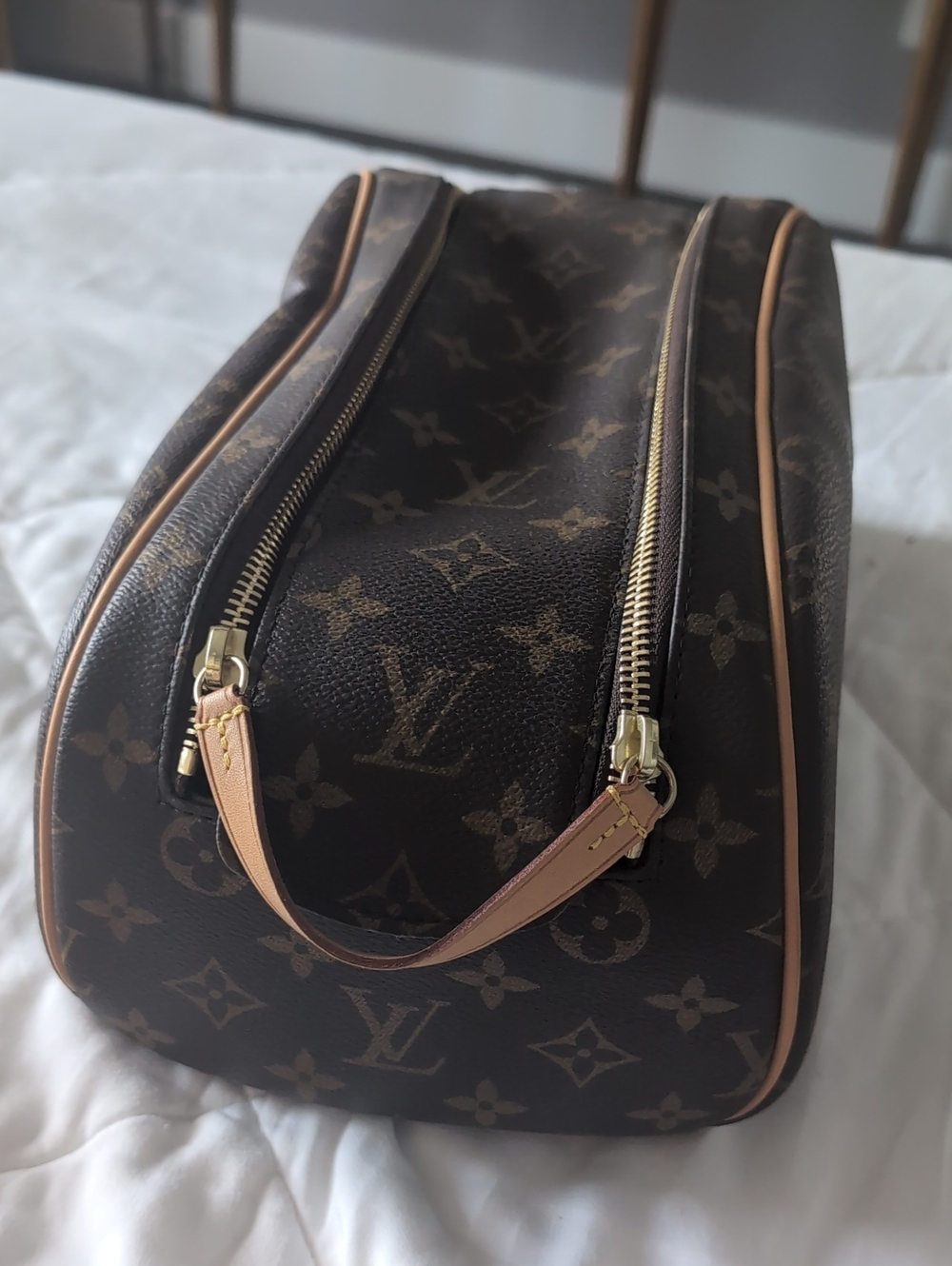 Louis Vuitton Monogram Canvas Toiletry Pouch in Brown with Natural Trim
